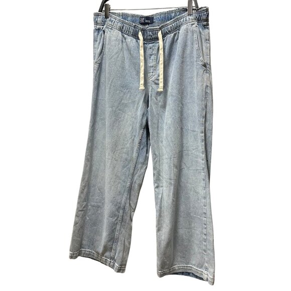 Gap Denim High Rise Wide-Leg Pull-On Light Wash Jeans Large Spring 2024 - Picture 2 of 10